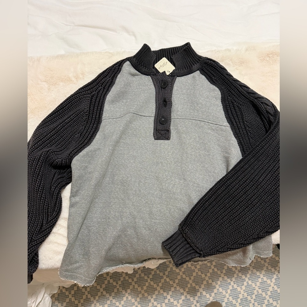 free people sweater sleeve henley